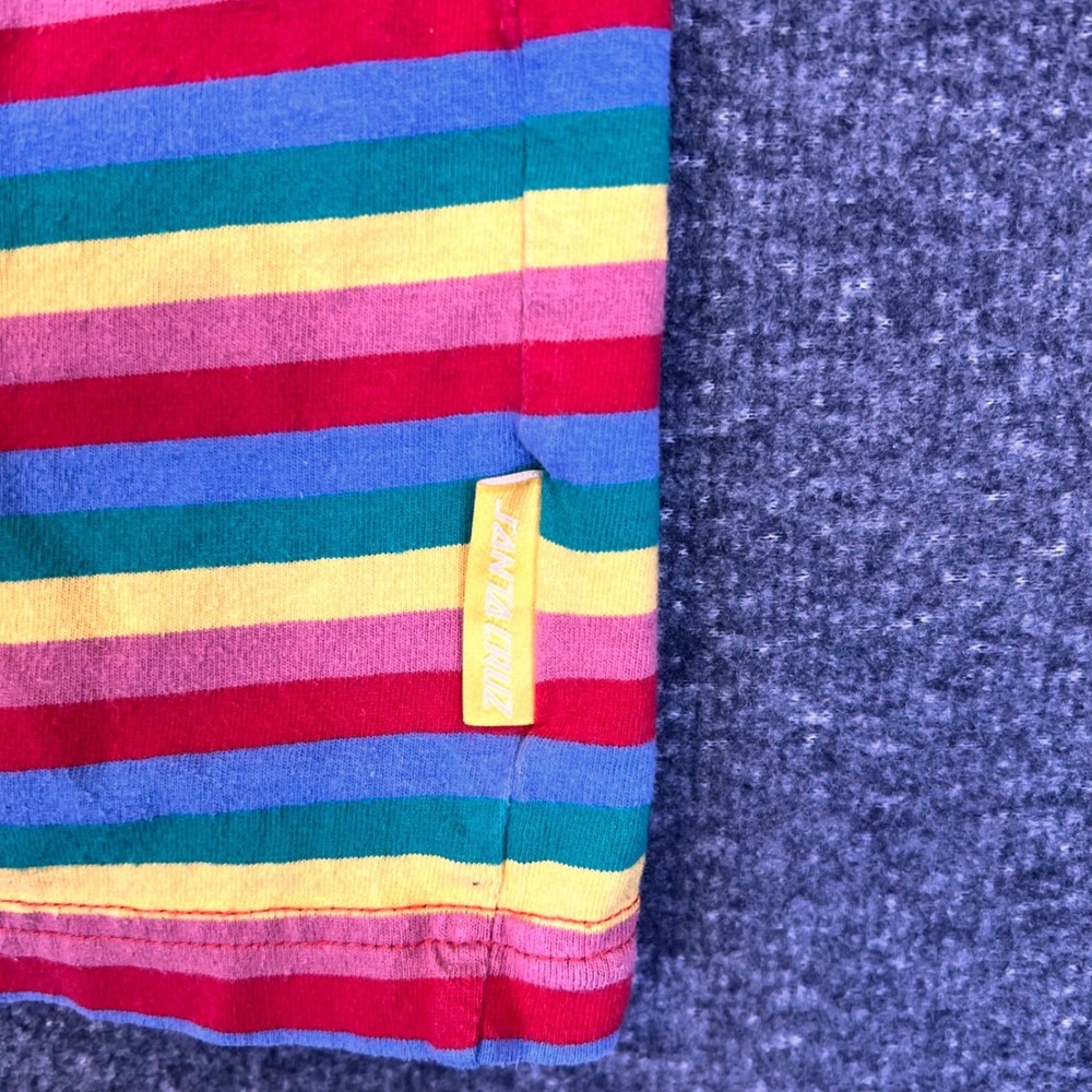 Santa Cruz Striped Shirt Mens Medium Multi-Color Skate Casual Rainbow Logo - Picture 12 of 16